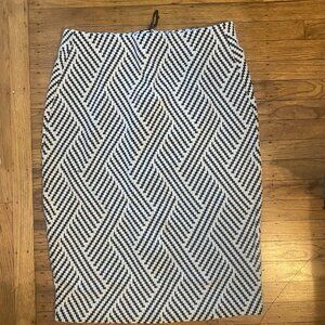 Lane Bryant High Waisted Midi Pencil Skirt Zig Zag Black White Jacquard Size 16